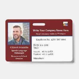 Crachá Foto do Código do Bar do Cartão de Identificação d