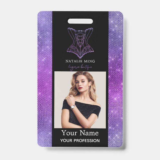 Crachá Foto do Funcionário da Boutique de Lingerie Comerc (Front)