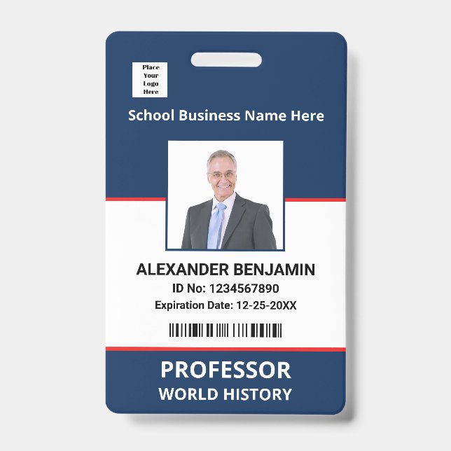 Crachá Foto do Funcionário da Escola Código de Barras Nom (Frente)
