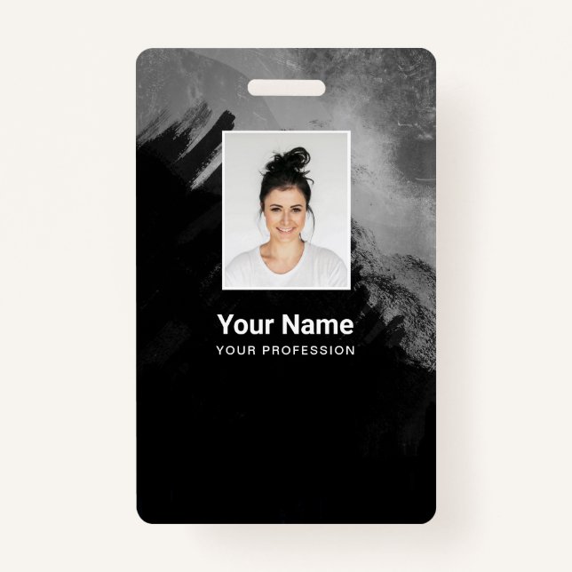 Crachá Foto do Funcionário da Pintura Cinzenta Preta, Cód (Frente)