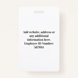 Crachá foto do funcionário do sumário,código do bar,logot