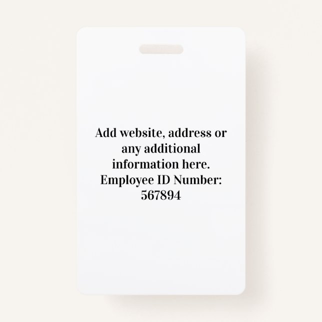 Crachá foto do funcionário do sumário,código do bar,logot (Verso)