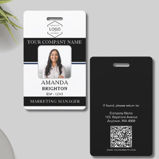 Crachá Foto do funcionário Logotipo da empresa Código QR