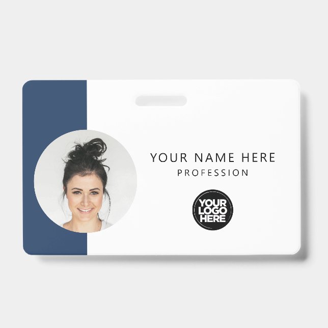 Crachá Foto do Funcionário Personalizada, Código QR, Logo (Frente)