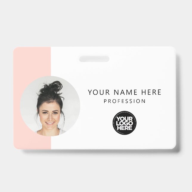 Crachá Foto do Funcionário Personalizada, Código QR, Logo (Frente)