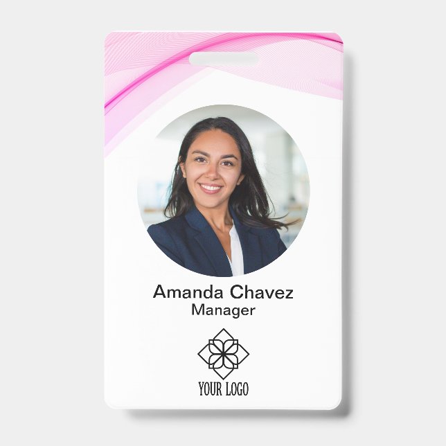 Crachá Foto do Funcionário Rosa Moderno (Frente)
