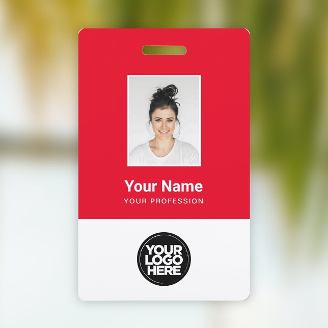 Crachá Foto do Funcionário Vermelha Personalizada, Código (Criador carregado)