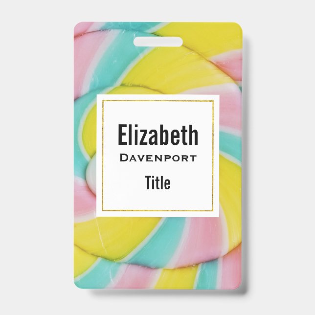 Crachá Foto do Pastel Rainbow Spiral Candy (Frente)