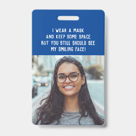 Crachá Foto do professor de escola e nome azul