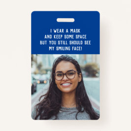 Crachá Foto do professor de escola e nome azul