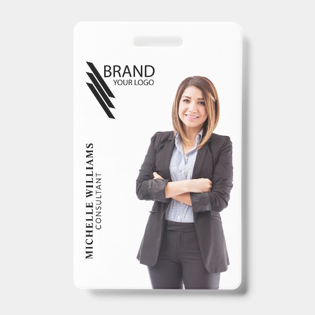 Crachá Foto e Logo Profissionais Elegantes (Frente)