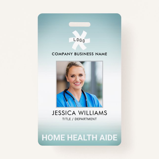 Crachá Foto Editável de Ocupação Gradiente Verde do Funci (Frente)