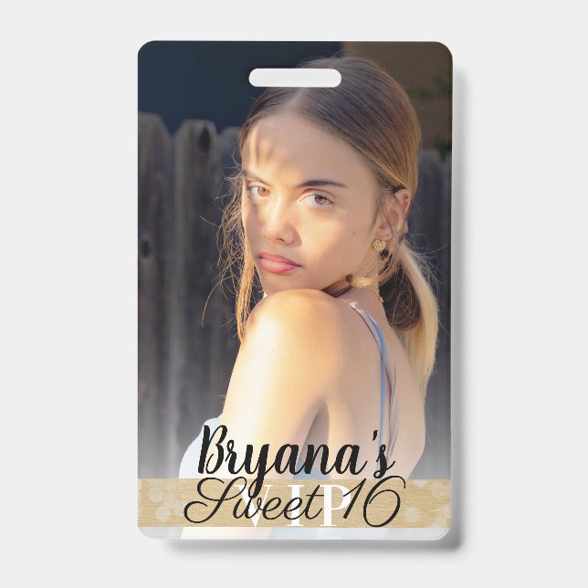 Crachá Foto Fotografia Gold VIP Passe de Festa de Anivers (Frente)