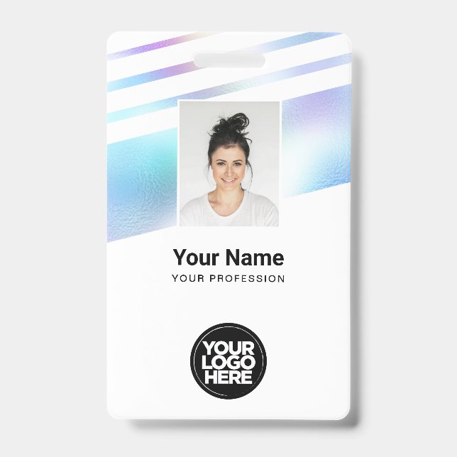 Crachá Foto holográfica do funcionário, código do Bar, lo (Frente)