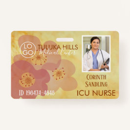 Crachá Foto Médica Corações Florais Suaves