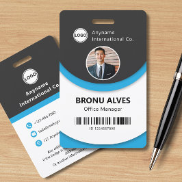 Crachá Foto mínima do funcionário, código do Bar, preto e