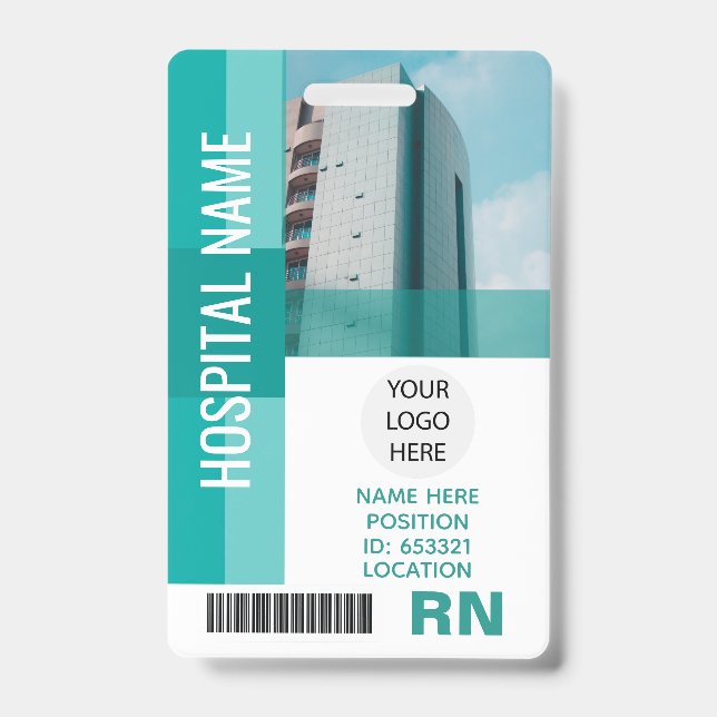 Crachá Foto Moderna do Funcionário, Código de Barras, Log (Frente)