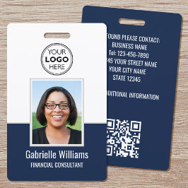 Crachá Foto Moderna para ID Segurança QR para Funcionário