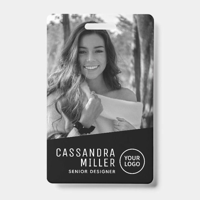 Crachá Foto Monocromática ID Personalizado de Funcionário (Frente)