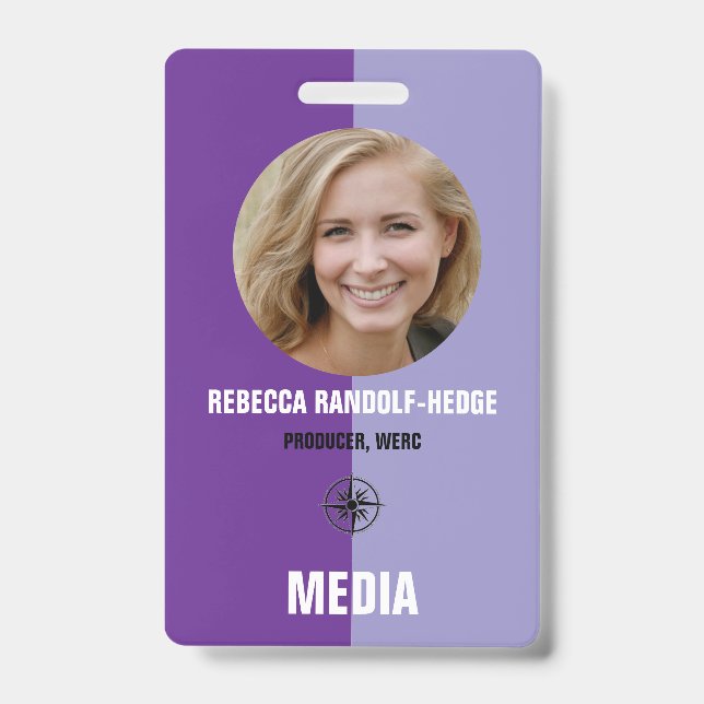 Crachá / Foto, Nome e Título de Mídia Personalizad (Frente)