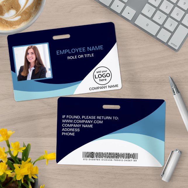 Crachá Foto personalizada - Código de barras do nome do f (Criador carregado)