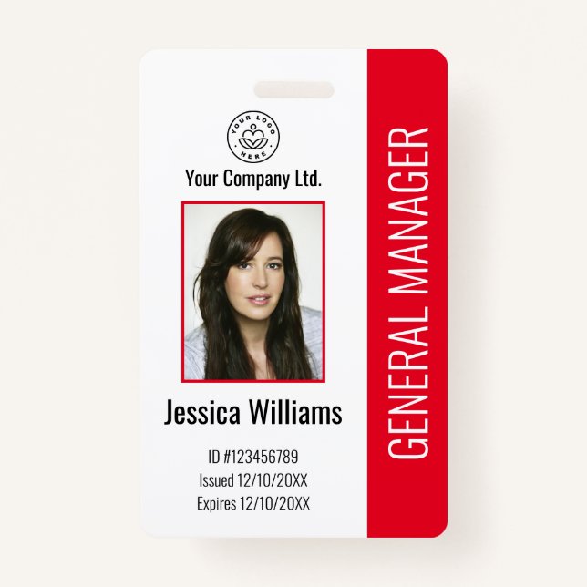 Crachá Foto personalizada, código do Bar, logotipo, nome  (Frente)