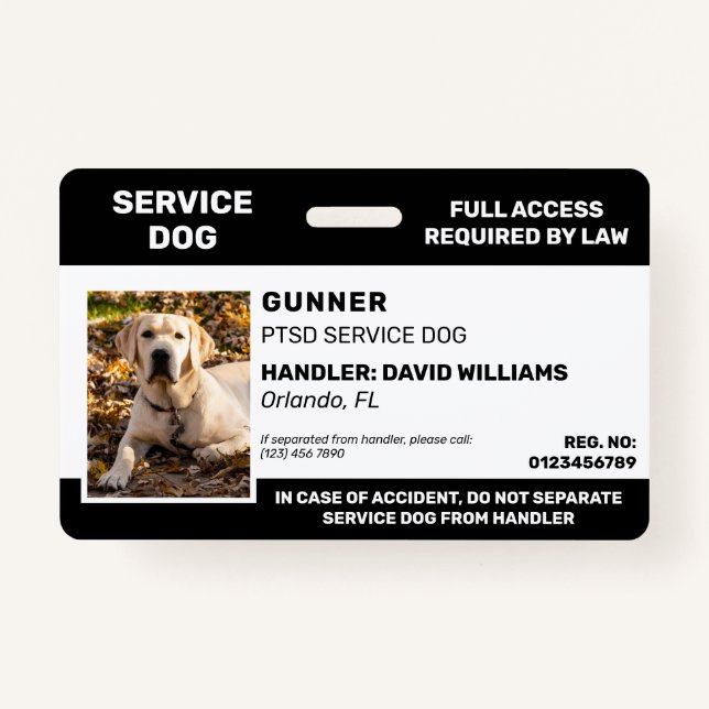 Crachá Foto personalizada de cachorro branco do serviço p (Frente)