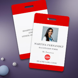 Crachá Foto personalizada de enfermeira registrada vermel