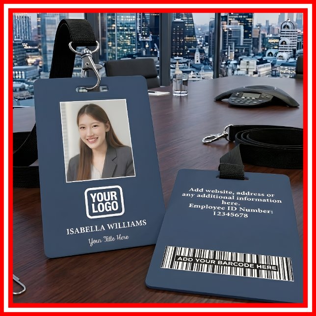 Crachá Foto Personalizada de Funcionário, Código de Barra (Criador carregado)