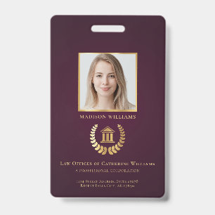 Crachá Foto Personalizada de Negócios de Profissional Jur