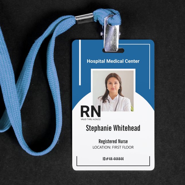 Crachá Foto personalizada de pessoal médico ID Royal Blue (Your photo ID employee badge is not just an identification tool, but a powerful communication medium)