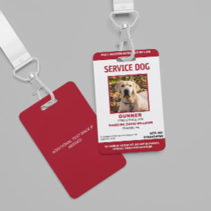 Crachá Foto Personalizada do Cão de Serviço Vermelho Bran