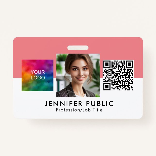 Crachá Foto personalizada do funcionário aqui Logotipo co (Frente)