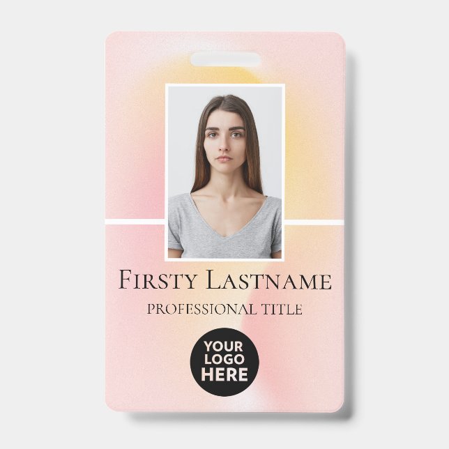 Crachá Foto personalizada do funcionário, código de barra (Frente)