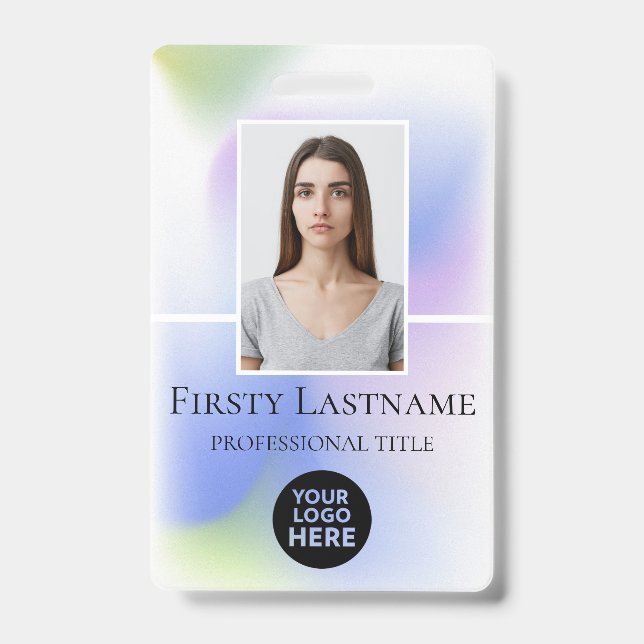 Crachá Foto personalizada do funcionário, código de barra (Frente)