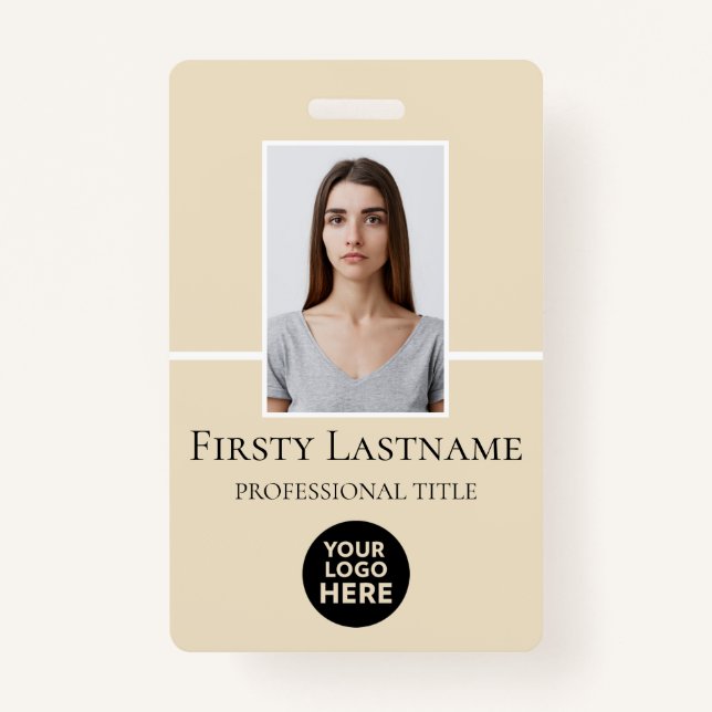 Crachá Foto personalizada do funcionário, código de barra (Frente)