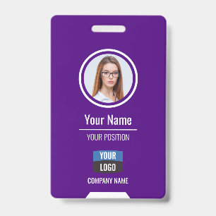 Crachá Foto personalizada do funcionário, código de barra