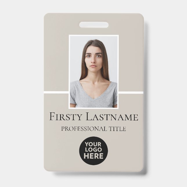 Crachá Foto personalizada do funcionário, código de barra (Frente)