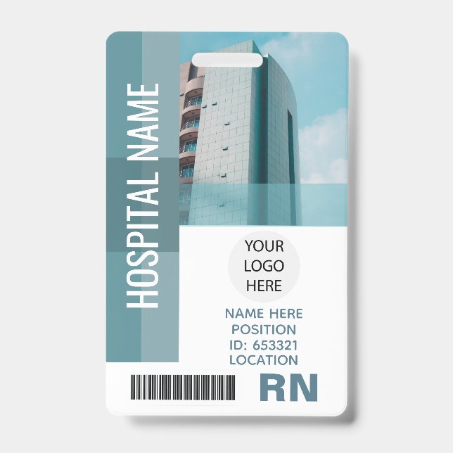 Crachá Foto personalizada do funcionário, código do Bar,  (Frente)