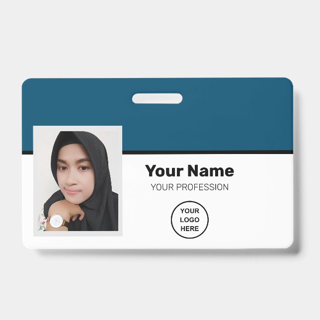 Crachá Foto personalizada do funcionário - Código do Bar  (Frente)