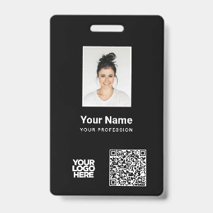 Crachá Foto personalizada do funcionário, código Qr e cód