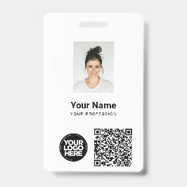 Crachá Foto personalizada do funcionário, código Qr e cód