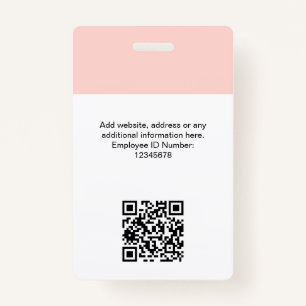 Crachá Foto personalizada do funcionário, código Qr, logo