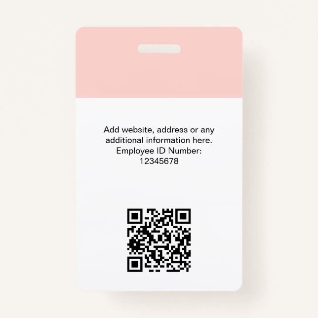 Crachá Foto personalizada do funcionário, código Qr, logo (Verso)