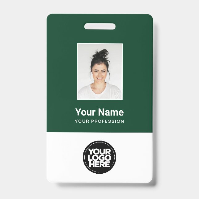 Crachá Foto personalizada do funcionário, código Qr, logo (Frente)