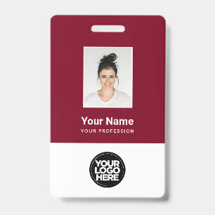 Crachá Foto personalizada do funcionário, código Qr, logo