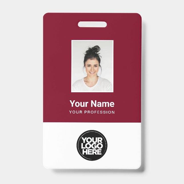 Crachá Foto personalizada do funcionário, código Qr, logo (Frente)