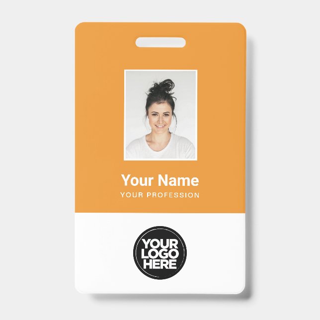 Crachá Foto personalizada do funcionário, código Qr, logo (Frente)