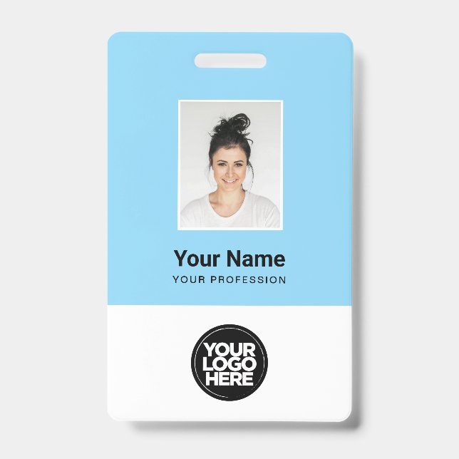 Crachá Foto personalizada do funcionário, código Qr, logo (Frente)