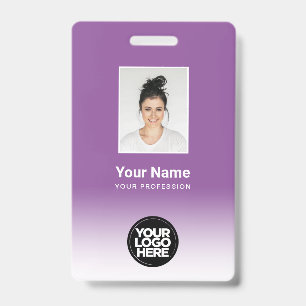 Crachá Foto Personalizada do Funcionário Gradiente Roxo